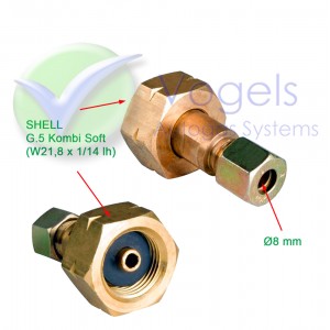Adapter mit Gummidichtung SHELL x 8mm Kompression - Linksgewinde