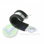 Stahlrohrhalterung mit Kunststoffschutz für Gasrohr Ø11mm