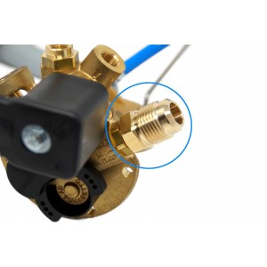 Kupplung 1/2"UNF Außengewinde x G1/4" Innengewinde zum Anschluss des Füllschlauchs an den Einlass des Multiventils