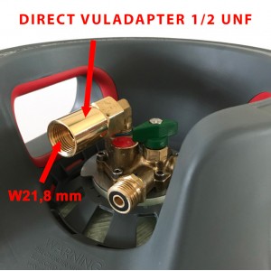 Adapterstück 1/2"UNF (3/4"-16) x B21,8 mm - für Gasflasche 4-Loch / MultiValve