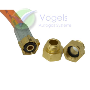 Hochdruck-Gasschlauch 400mm 2 x G.2 SHELL-F (21,8 x 1/14 lh) inkl. 2 x D4 Adapter