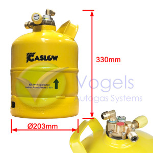 Gaslow Stahl LPG-Gasflasche Ø203mm Multiventil 5,5 Liter (2,7kg) mit 80 % Füllstopp – R67 nachfüllbar