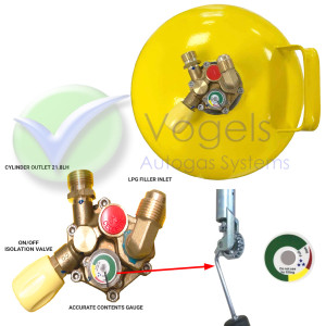 Gaslow Stahl LPG-Gasflasche Ø203mm Multiventil 5,5 Liter (2,7kg) mit 80 % Füllstopp – R67 nachfüllbar