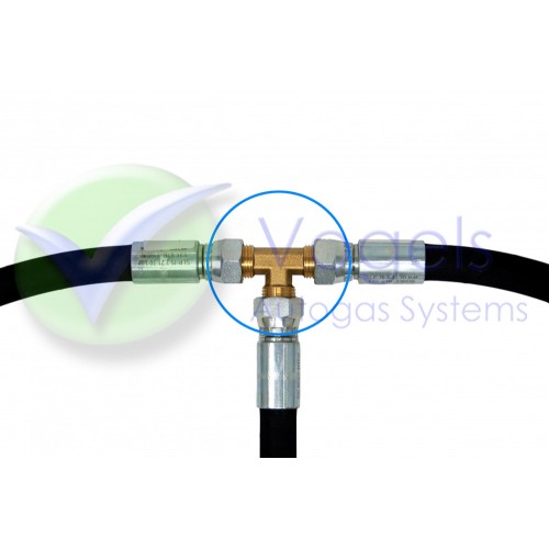 T-Stück 3x 1/2" UNF Flare für LPG-Füllschlauch